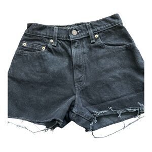 Black Distressed Denim Shorts Levi 550 Womens sz 5